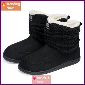 Plush Fleece Memory Foam Slipper Boots Indoor Outdoor Winter House Shoes